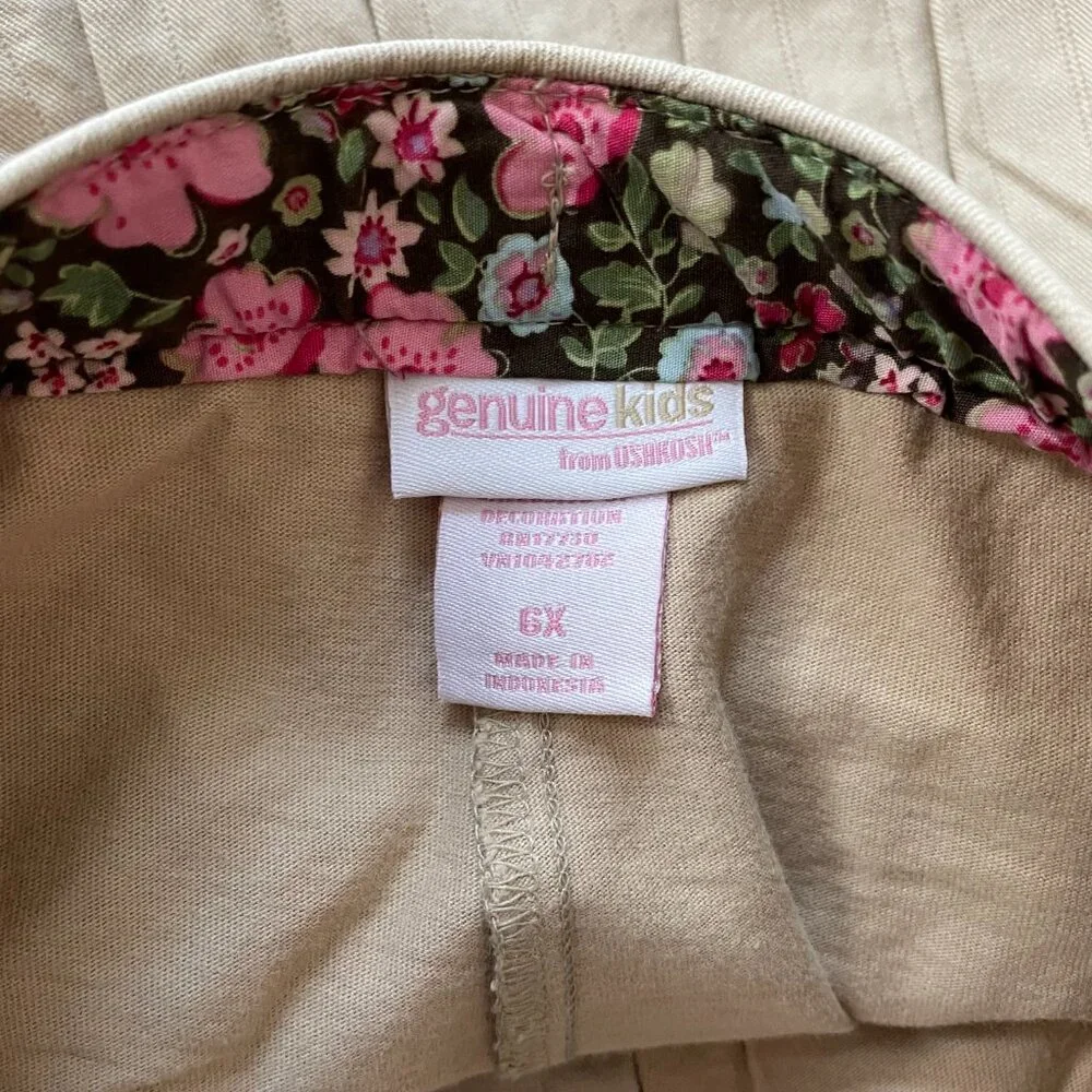 Oshkosh Genuine Kids Girls Cotton Skirt Skort Adjustable Waist Taupe Size 6X NWT